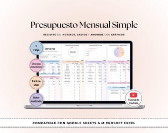 Presupuesto Mensual Fácil | Plantilla Google Sheets & Excel Finanzas
