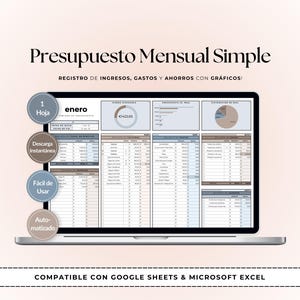 Plantilla de Presupuesto Mensual | Google Sheets Excel Finanzas Personales