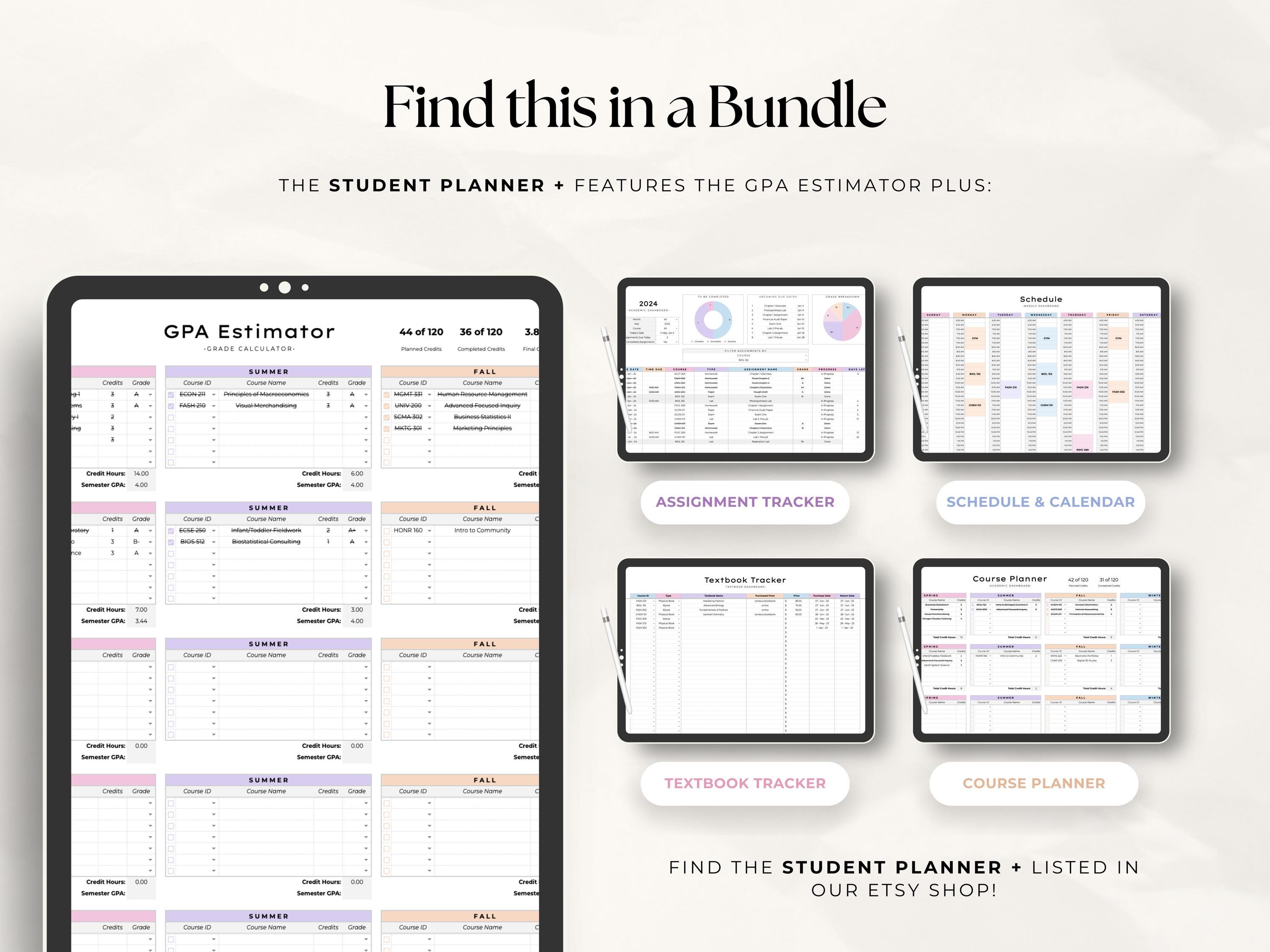 GPA Calculator Template: Grade Tracker for Google Sheets & Excel ...