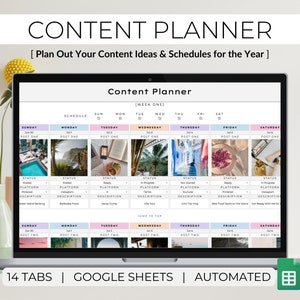 Content Planner Spreadsheet, Google Sheets Template, Social Media Calendar, Monthly, Weekly