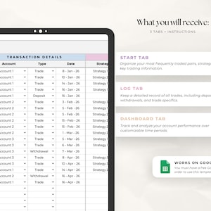 Simple Forex Trading Journal Google Sheets | Beginner Trade Tracker & Dashboard | Crypto Indices Forex Log | Digital Download image 2