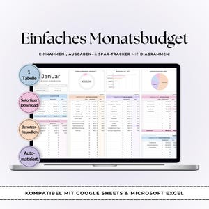 Monatsbudget Vorlage | Google Sheets & Excel | Einfache Haushaltsplanung