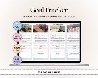 Goal Tracker & Life Planner: Productivity Dashboard for Google Sheets (Digital Download)