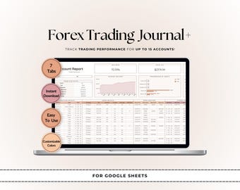 Forex Trading Journal Google Sheets | Professional Trade Log & Automated Dashboard | Multi-Account Tracker | Digital Download