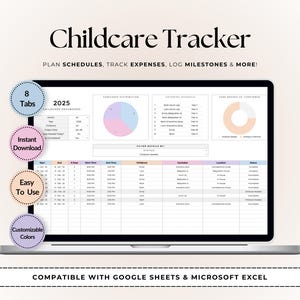 Google スプレッドシートと Excel 用の究極の育児追跡テンプレート | 介護者のスケジュール | 経費追跡 | 梱包リスト