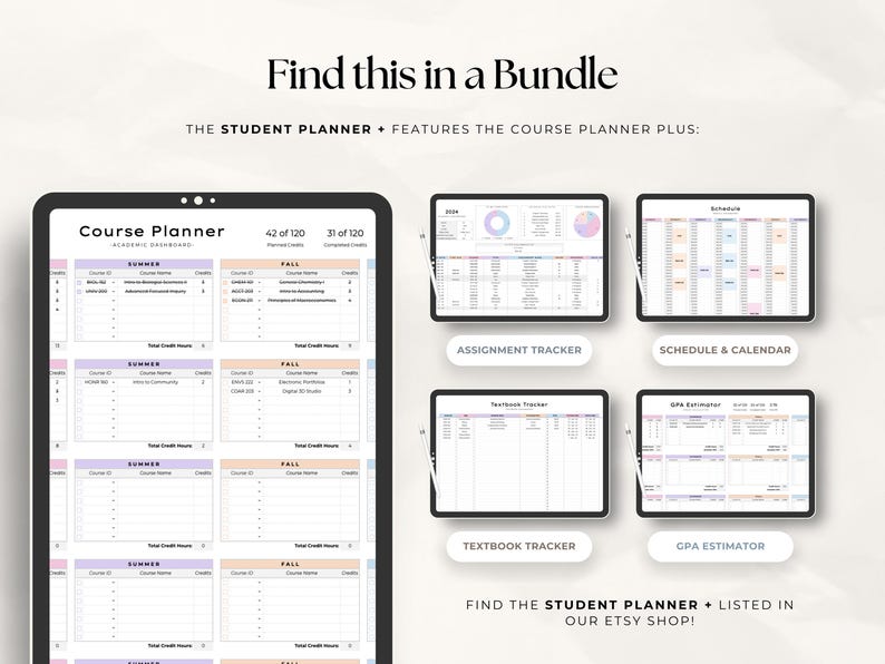 Academic Course Planner and Credit Tracker | College Class Schedule ...