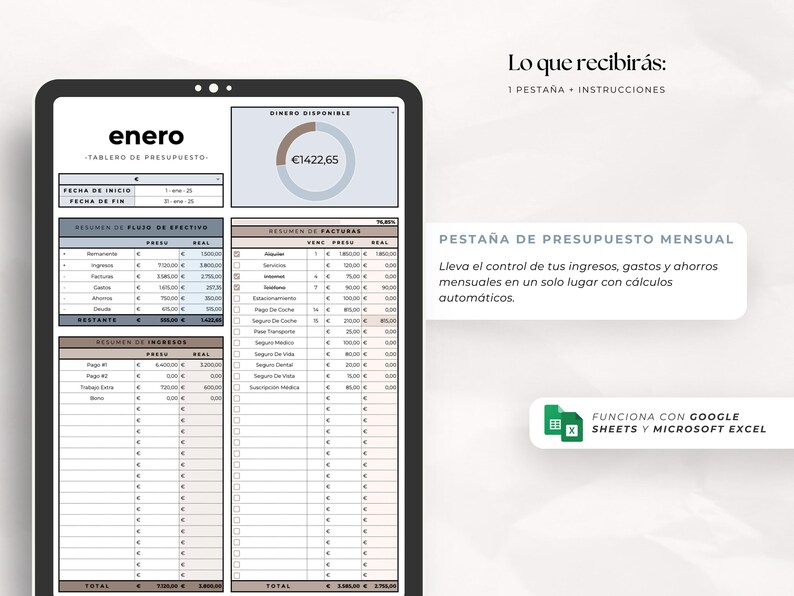Plantilla De Presupuesto Mensual | Google Sheets Excel Finanzas ...