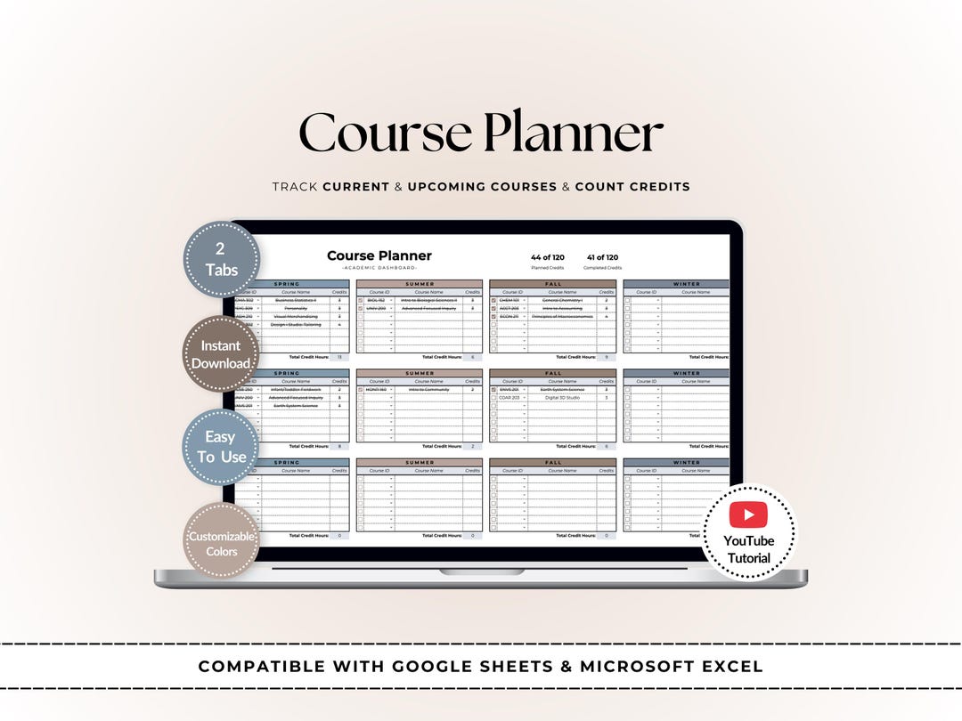 Academic Course Planner and Credit Tracker | College Class Schedule ...