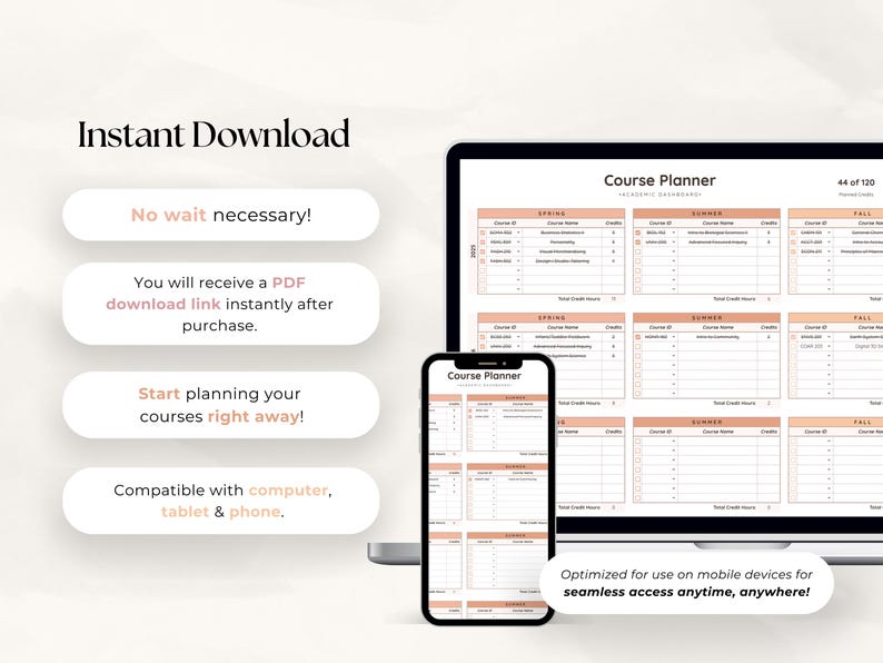University Degree Tracker: Google Sheets & Excel Course Planner ...