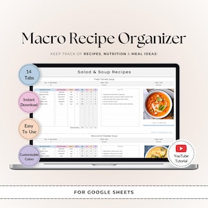 Organisator macrorecept: Google Spreadsheets-maaltijdplanner (digitale download)