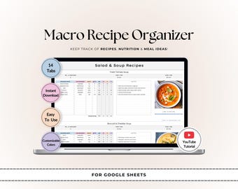 Macro Recipe Organizer: Google Sheets Meal Planner (Digital Download)