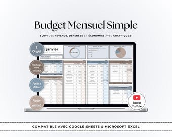 Planificateur de Budget Mensuel | Feuille Excel & Google Sheets Dépenses