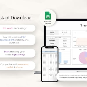 Simple Forex Trading Journal Google Sheets | Beginner Trade Tracker & Dashboard | Crypto Indices Forex Log | Digital Download image 5