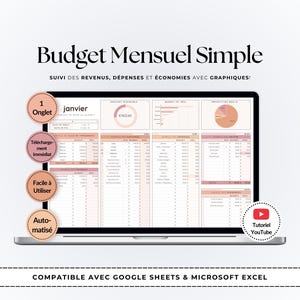 Tableau de budget mensuel | Modèle Excel & Google Sheets Gestion Finances
