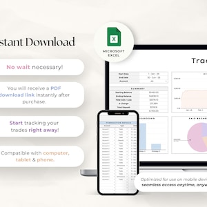 Simple Forex Trading Journal Excel Template | Beginner Trade Tracker & Dashboard | Crypto Indices Forex Log | Digital Download image 5