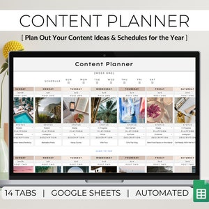 Content Planner Spreadsheet, Google Sheets Template, Social Media Calendar, Monthly, Weekly