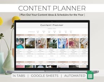 Content Planner Spreadsheet, Google Sheets Template, Social Media Calendar, Monthly, Weekly