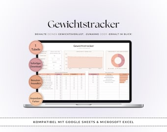 Gewicht Tracker Tabelle | Google Sheets & Excel | Fortschrittskontrolle