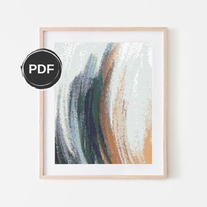 Abstract cross stitch pattern PDF, Modern embroidery pattern. Size: 8x10" with AIDA 14 count. Digital download
