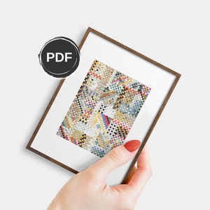 Mini cross stitch pattern PDF, Modern embroidery pattern, Mid Century cross stitch pattern. Size: 3x4" with AIDA 14 count. Digital download