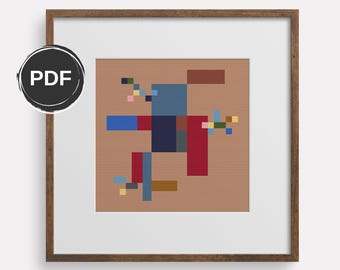 Modern cross stitch pattern geometric, Mid-century embroidery pattern PDF. Pattern Keeper compatible. Size 20x20" (AIDA 14) Digital Download