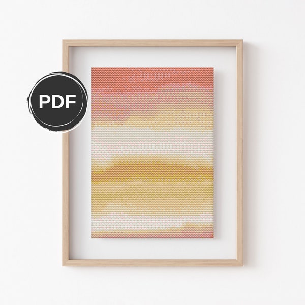 Abstract cross stitch pattern PDF, Modern cross stitch pattern, Contemporary embroidery pattern. Size: 5x7" with AIDA 14 count. Digital file