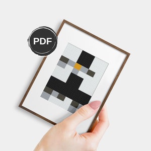Mini cross stitch pattern PDF, Modern embroidery pattern, Abstract cross stitch pattern. Size: 3x4&quot; with AIDA 14 count. Digital download