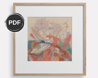 Abstract cross stitch pattern large, Modern cross stitch pattern PDF, Contemporary needlepoint pattern. Size: 12x12" with AIDA 14 count
