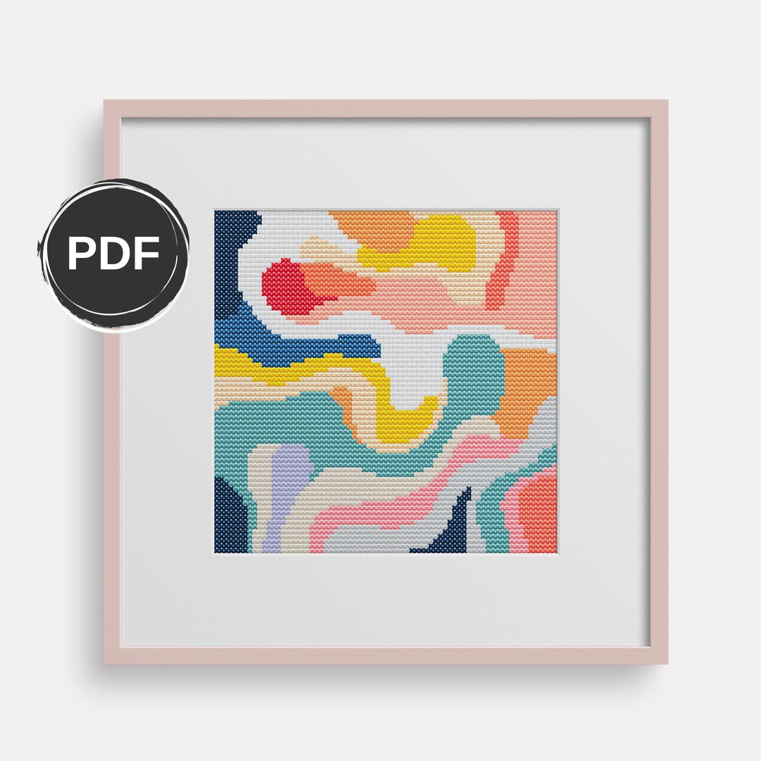 Mini Cross Pattern Mini Cross Stitch Pattern, Modern Cross Stitch Pattern, Colorful ...