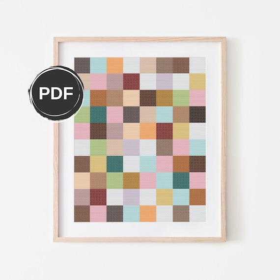 Geometric cross stitch pattern PDF, Modern embroidery pattern. Size: 8x10" with AIDA 14 count. Digital download