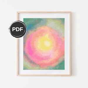 Modern cross stitch pattern colorful, Abstract cross stitch pattern, Needlepoint pattern PDF. Size: 8x10&quot; with AIDA 14. Pattern Keeper file