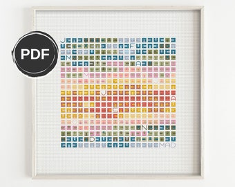 Temperature cross stitch pattern PDF, Geometric cross stitch chart, Modern cross stitch pattern