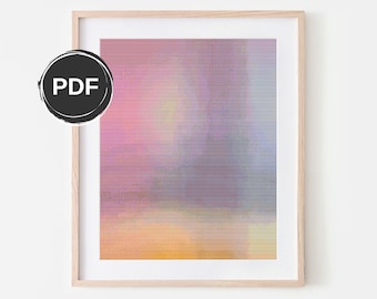 Abstract cross stitch pattern PDF, Modern embroidery pattern, Purple cross stitch art. Pattern Keeper compatible. 16x20" with AIDA 11 count