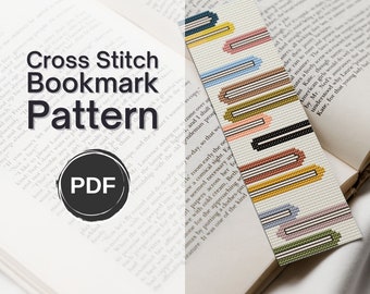 Cross stitch bookmark pattern, Book lover gift, Book cross stitch pattern PDF, Modern bookmark. Size: 2x7" (AIDA 14 count). Digital download