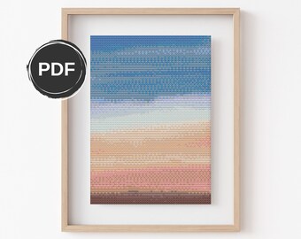 Abstract cross stitch pattern PDF, Modern cross stitch pattern, Contemporary embroidery pattern. Size: 5x7" with AIDA 14 count. Digital file