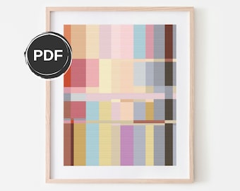 Modern cross stitch pattern geometric, Pastel embroidery pattern PDF. Size: 8x10" with AIDA 14. Pattern Keeper compatible