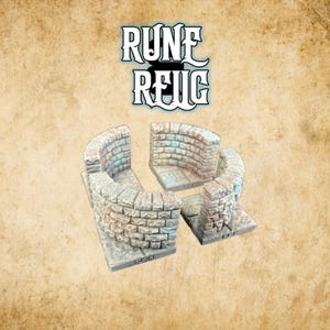 gerundete Ecken x4/8/20/40 - 3D gedruckte magnetische Dungeon Tiles - Modulares Tabletop Terrain für RPGs, D&D, Pathfinder, Fat Dragon Dragonlock