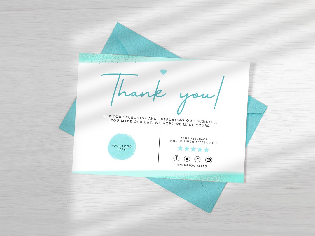 Editable Printable Thank You Card Etsy Small Business Thank You for ...