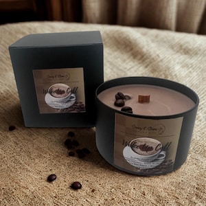 Fresh Brewed Coffee Candle: "Wake Up Call" | Soy Wax Blend with Wooden Wick | Gift-Boxed | 6 oz