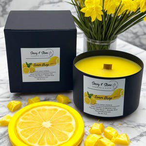 Lemon Verbena "Lemon Drop" | Hand-poured Wooden Wick Candle | Soy Wax Blend | 6oz