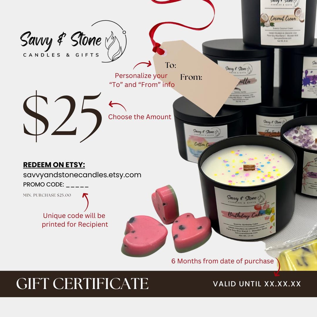 Savvy Stone GIFT CERTIFICATE Etsy