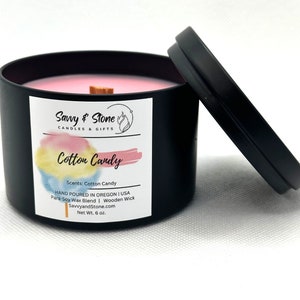 Cotton Candy | Hand-poured 6oz Wooden Wick Candle | Soy Wax Blend