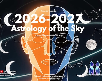 Calendario astrologico digitale 2026-2027 / Agenda delle fasi lunari stampabile / PDF dello zodiaco Real Sky
