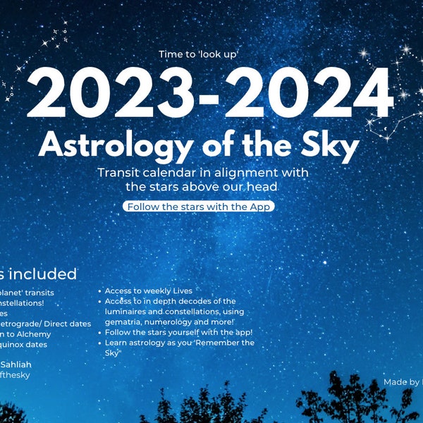 Digital PDF 2023-2024 Astrology Transit Calendar -