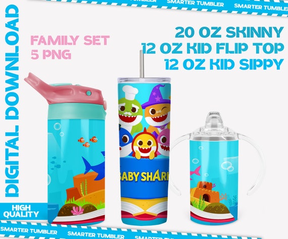Baby Shark tumbler design, 20 oz skinny tumbler design, sublimation image,  tumbler wrap, Baby Shark cup, Baby Shark sublimation, tumbler