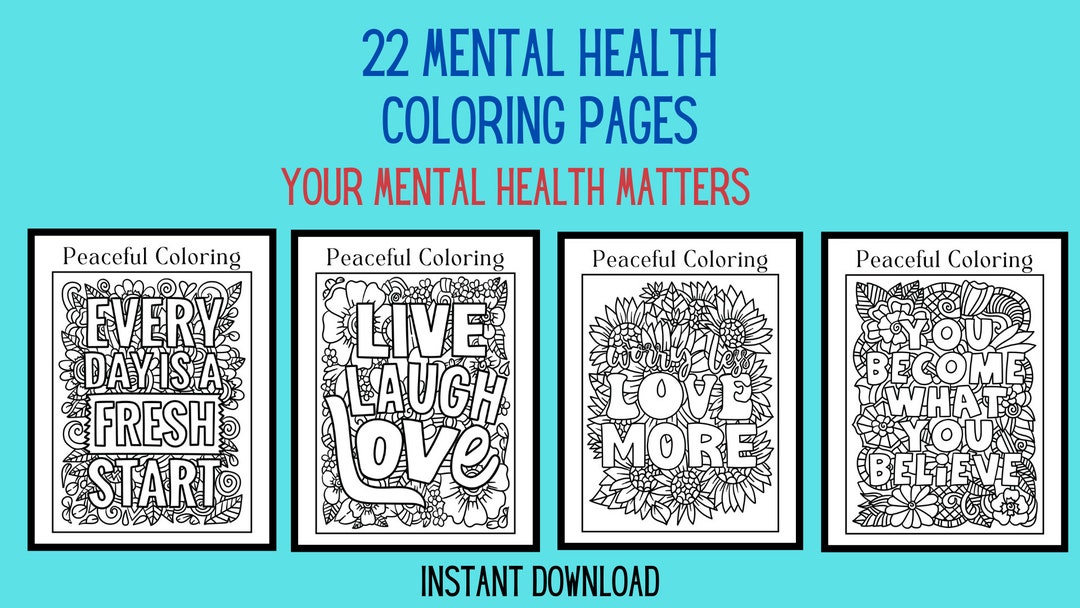 Mental Health Coloring Sheets Coloring for Classrooms Therapist and Counselor Office Coloring ...