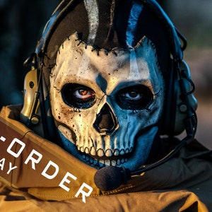 Cosplay Ghost Mask + Balaclava, PRE-ORDER for MAY 2024 !!! inspired by Ghost, Warzone 2019 Jawbone skin (Replica)