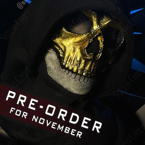 Ghost Golden Skull Cosplay PRE-ORDER for NOVEMBER 2025, inspired by The Gilded Reaper Bone Chiller Scull + Balaclava