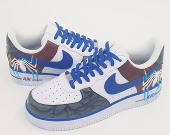 Nike sneakers, Hand Painted Custom Air Force. Inspired by Spider-Man