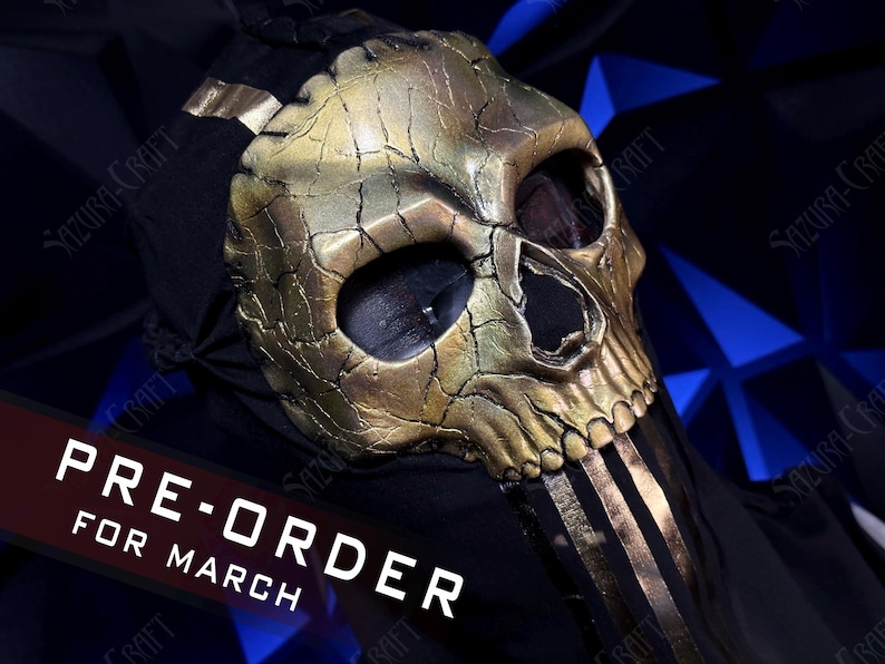 Cosplay Desert Ghost BlackCell Gold Mask + balaclava PRE-ORDER for MAY 2026, inspired by Ghost,  2022 (Replica)